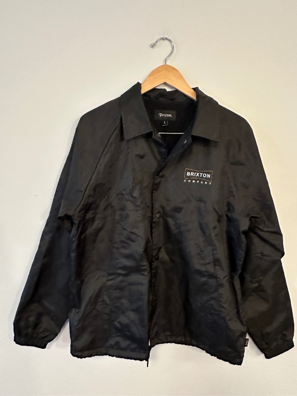 Brixton Company Logo Snap Front Coaches Jacket Black Men’s Small